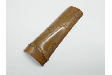 希少　水戸金工　北川北仙　彫金　茶合(共箱付き、銀製?、銅製?、作家物)(R-062234)