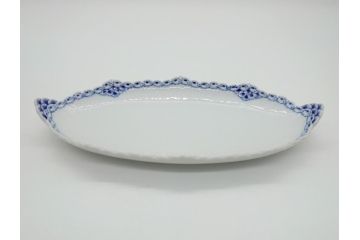 デンマーク　ROYAL　COPENHAGEN(ロイヤルコペンハーゲン)　プリンセス　ブルー　美しいレースの縁取りが優雅さを演出するディーププレート(約22.5)&ピックルディッシュ(約25)セット(洋食器、フラット、舟形、楕円プレート)(R-062235)