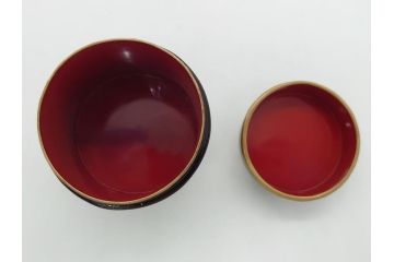 明治期　蒔絵　花唐草　梨地　木製　丁寧な職人技が光る棗(共箱付き、3段、茶道具、漆工芸)(R-062238)