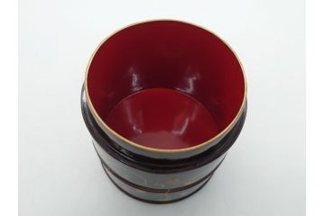 明治期　蒔絵　花唐草　梨地　木製　丁寧な職人技が光る棗(共箱付き、3段、茶道具、漆工芸)(R-062238)