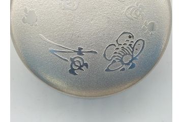 薩摩　谷山正錫　山崎畩五郎　錫製　カコシマ　彫金細工　茶心壷(共箱付き、茶筒、煎茶道具)(R-062239)