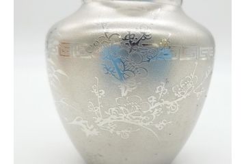 薩摩　谷山正錫　山崎畩五郎　錫製　カコシマ　彫金細工　茶心壷(共箱付き、茶筒、煎茶道具)(R-062239)