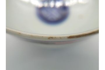 江戸期　大明萬暦年製　古伊万里　色絵　染付　稀少図柄　馬　3.8寸　約11.5cm　生き生きとした馬の絵付けが魅力の蓋付き茶碗3客セット(和食器、三寸八分)(R-062243)