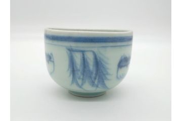 江戸期　古伊万里　染付　蝙蝠文　2.6寸　約8　縁起の良いコウモリが絵付けされた湯呑み5客セット(和食器、二寸六分)(R-062244)
