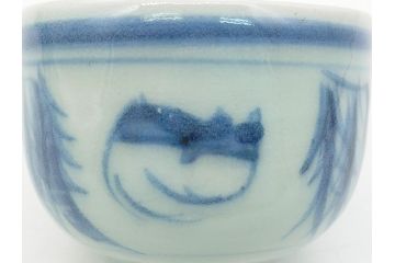江戸期　古伊万里　染付　蝙蝠文　2.6寸　約8　縁起の良いコウモリが絵付けされた湯呑み5客セット(和食器、二寸六分)(R-062244)