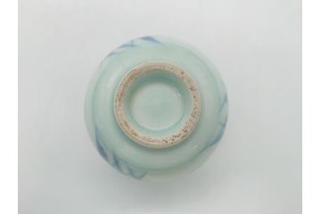 江戸期　古伊万里　染付　蝙蝠文　2.6寸　約8　縁起の良いコウモリが絵付けされた湯呑み5客セット(和食器、二寸六分)(R-062244)