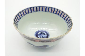 江戸期　萬暦年製　古伊万里　色絵　染付　稀少図柄　馬　3.8寸　約11.5cm　生き生きとした馬の絵付けが魅力の蓋付き茶碗3客セット(和食器、三寸八分)(R-062247)