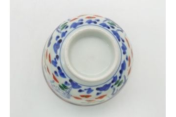 江戸期　萬暦年製　古伊万里　色絵　染付　稀少図柄　馬　3.8寸　約11.5cm　生き生きとした馬の絵付けが魅力の蓋付き茶碗3客セット(和食器、三寸八分)(R-062247)