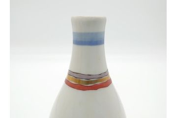 石川県指定無形文化財　武腰潤　九谷焼　色絵　金彩　富士山図　草花文　徳利2点セット(一輪挿し、花器、作家物、共箱無し)(R-062249)