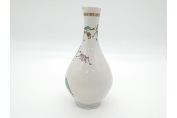 石川県指定無形文化財　武腰潤　九谷焼　色絵　金彩　富士山図　草花文　徳利2点セット(一輪挿し、花器、作家物、共箱無し)(R-062249)
