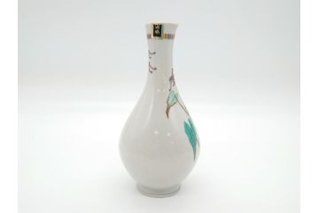石川県指定無形文化財　武腰潤　九谷焼　色絵　金彩　富士山図　草花文　徳利2点セット(一輪挿し、花器、作家物、共箱無し)(R-062249)