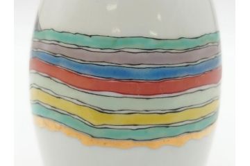 石川県指定無形文化財　武腰潤　九谷焼　色絵　金彩　富士山図　花文　徳利2点セット(一輪挿し、花器、作家物、共箱無し)(R-062250)