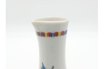 石川県指定無形文化財　武腰潤　九谷焼　色絵　金彩　富士山図　花文　徳利2点セット(一輪挿し、花器、作家物、共箱無し)(R-062250)