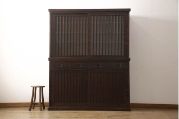 中古　民芸家具　和光　NEW北樹　水屋150K　上質な和の空間づくりにおすすめの水屋箪笥(食器棚、戸棚、収納棚、キャビネット)(R-062258)