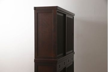 中古　民芸家具　和光　NEW北樹　水屋150K　上質な和の空間づくりにおすすめの水屋箪笥(食器棚、戸棚、収納棚、キャビネット)(R-062258)