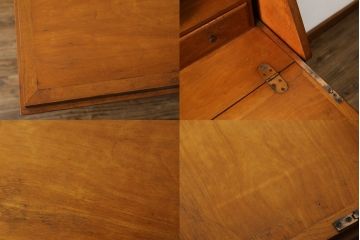 中古　横浜クラシック家具　ダニエル(Daniel)　スパニッシュシリーズ　S-301　艶のある木肌と品のある佇まいが美しいライティングビューロー(簿記机、ワークデスク、収納棚、戸棚、キャビネット、引き出し、在宅ワーク用、在宅用)(R-062262)