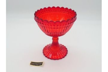 フィンランド　マリメッコ×イッタラ　Marimekko　iittala　SUOMI-FINLAND　ラージ　可愛らしいフォルムとパッと目を引くカラーが魅力のマリボウル(廃盤レッド?、Maribowl、Mariskooli、脚付きボウル、箱無し、北欧)(R-062268)