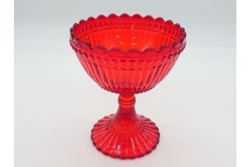 フィンランド　マリメッコ×イッタラ　Marimekko　iittala　SUOMI-FINLAND　ラージ　可愛らしいフォルムとパッと目を引くカラーが魅力のマリボウル(廃盤レッド?、Maribowl、Mariskooli、脚付きボウル、箱無し、北欧)(R-062268)