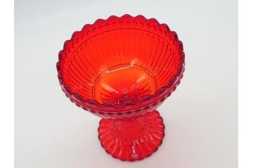 フィンランド　マリメッコ×イッタラ　Marimekko　iittala　SUOMI-FINLAND　ラージ　可愛らしいフォルムとパッと目を引くカラーが魅力のマリボウル(廃盤レッド?、Maribowl、Mariskooli、脚付きボウル、箱無し、北欧)(R-062268)
