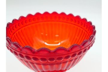 フィンランド　マリメッコ×イッタラ　Marimekko　iittala　SUOMI-FINLAND　ラージ　可愛らしいフォルムとパッと目を引くカラーが魅力のマリボウル(廃盤レッド?、Maribowl、Mariskooli、脚付きボウル、箱無し、北欧)(R-062268)