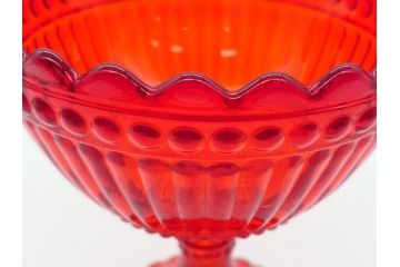 フィンランド　マリメッコ×イッタラ　Marimekko　iittala　SUOMI-FINLAND　ラージ　可愛らしいフォルムとパッと目を引くカラーが魅力のマリボウル(廃盤レッド?、Maribowl、Mariskooli、脚付きボウル、箱無し、北欧)(R-062268)