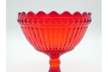 フィンランド　マリメッコ×イッタラ　Marimekko　iittala　SUOMI-FINLAND　ラージ　可愛らしいフォルムとパッと目を引くカラーが魅力のマリボウル(廃盤レッド?、Maribowl、Mariskooli、脚付きボウル、箱無し、北欧)(R-062268)