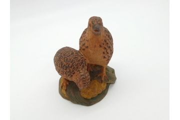 大正〜昭和初期　木彫り　雷鳥　温もり溢れる素朴なデザインの鳥の置物(在銘あり、置き物、ディスプレイ)(R-062269)