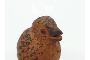 大正〜昭和初期　木彫り　雷鳥　温もり溢れる素朴なデザインの鳥の置物(在銘あり、置き物、ディスプレイ)(R-062269)