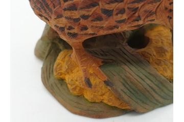 大正〜昭和初期　木彫り　雷鳥　温もり溢れる素朴なデザインの鳥の置物(在銘あり、置き物、ディスプレイ)(R-062269)