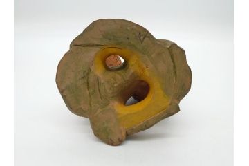 大正〜昭和初期　木彫り　雷鳥　温もり溢れる素朴なデザインの鳥の置物(在銘あり、置き物、ディスプレイ)(R-062269)