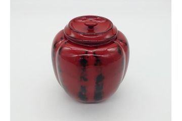 蒔絵師　中村湖彩(本名　淳司)　漆器　阿古陀　使い込むほどに深みが出る棗(共箱付き、茶道具、根来塗、柵形茶器、木製)(R-062273)