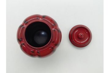 蒔絵師　中村湖彩(本名　淳司)　漆器　阿古陀　使い込むほどに深みが出る棗(共箱付き、茶道具、根来塗、柵形茶器、木製)(R-062273)