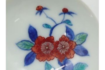 今泉今右衛門　色鍋島　今泉今右衛門窯　花紋　盃2客(共箱付き、酒器、赤絵、色絵付)(R-062274)