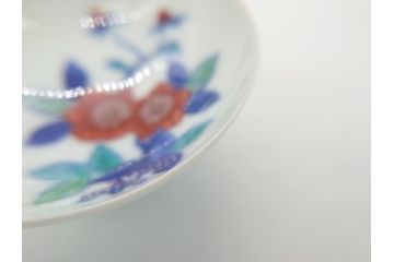 今泉今右衛門　色鍋島　今泉今右衛門窯　花紋　盃2客(共箱付き、酒器、赤絵、色絵付)(R-062274)