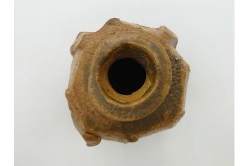 山田勢児　黄瀬戸　削ぎ花入(共箱付き、花瓶、花器、作家物)(R-062275)