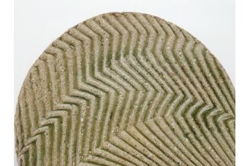 坂田甚内　益子焼　9寸皿　約27cm　波文　灰釉鎬手皿(共箱付き、九寸、大皿、和食器、和皿、プレート、作家物)(R-062277)