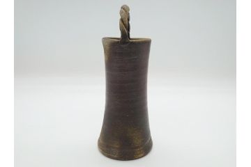 柴岡守　備前焼　手付花入(共箱付き、陶印あり、花器、作家物)(R-062280)