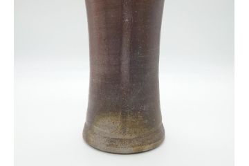 柴岡守　備前焼　手付花入(共箱付き、陶印あり、花器、作家物)(R-062280)