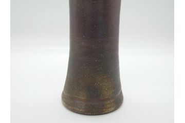 柴岡守　備前焼　手付花入(共箱付き、陶印あり、花器、作家物)(R-062280)