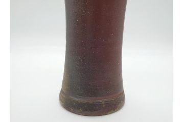 柴岡守　備前焼　手付花入(共箱付き、陶印あり、花器、作家物)(R-062280)