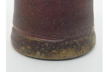 柴岡守　備前焼　手付花入(共箱付き、陶印あり、花器、作家物)(R-062280)