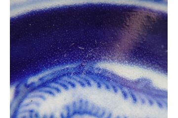 江戸期　古伊万里　染付　龍寿紋　3.1寸皿　約9.5cm　吉祥を招くおめでたい絵付けの菊皿3客セット(小皿、なます皿、菊花形、壽字文、三寸一分、和食器、和皿)(R-062281)