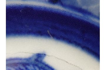 江戸期　古伊万里　染付　龍寿紋　3.1寸皿　約9.5cm　吉祥を招くおめでたい絵付けの菊皿3客セット(小皿、なます皿、菊花形、壽字文、三寸一分、和食器、和皿)(R-062281)