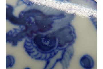 江戸期　古伊万里　染付　龍寿紋　3.1寸皿　約9.5cm　吉祥を招くおめでたい絵付けの菊皿3客セット(小皿、なます皿、菊花形、壽字文、三寸一分、和食器、和皿)(R-062281)