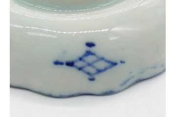 江戸期　古伊万里　染付　龍寿紋　3.1寸皿　約9.5cm　吉祥を招くおめでたい絵付けの菊皿5客セット(小皿、なます皿、菊花形、壽字文、三寸一分、和食器、和皿)(R-062282)