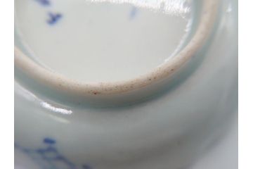江戸期　古伊万里　染付　龍寿紋　3.1寸皿　約9.5cm　吉祥を招くおめでたい絵付けの菊皿5客セット(小皿、なます皿、菊花形、壽字文、三寸一分、和食器、和皿)(R-062282)