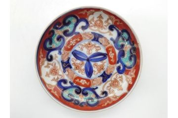 明治期　伊万里焼　色絵　金彩　花文　3.8寸皿　約11.5cm　色彩豊かで食卓に華やぎをもたらす小皿3客セット(三寸八分、赤絵、和食器、和皿)(R-062284)