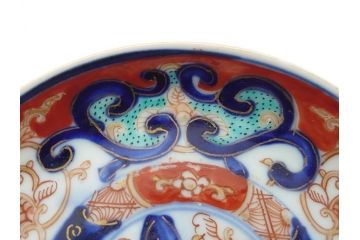 明治期　伊万里焼　色絵　金彩　花文　3.8寸皿　約11.5cm　色彩豊かで食卓に華やぎをもたらす小皿3客セット(三寸八分、赤絵、和食器、和皿)(R-062284)
