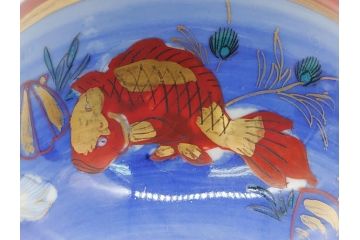 希少　明治期　伊万里焼　金彩　色絵　染付　金魚図　食卓を華やかに演出する蓋付き茶碗3客セット(和食器)(R-062285)