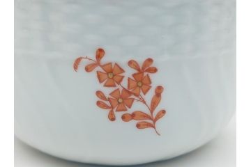 希少　ヘレンド　ハンガリー　HEREND HVNGARY　アポニー　オレンジ　テーブルウェアとしてもインテリアとしても使用できる愛らしいデザインのプレート&シュガーポットセット(HUNGARY、ボンボン入れ、蓋物、小物入れ、皿、バラ、薔薇、西洋陶磁器)(R-062286)